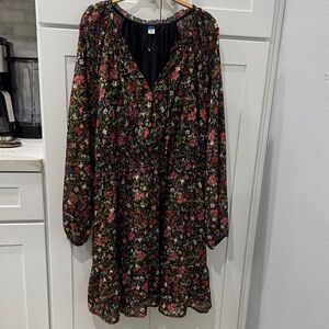 Old Navy Black Floral Long Sleeve Dress
